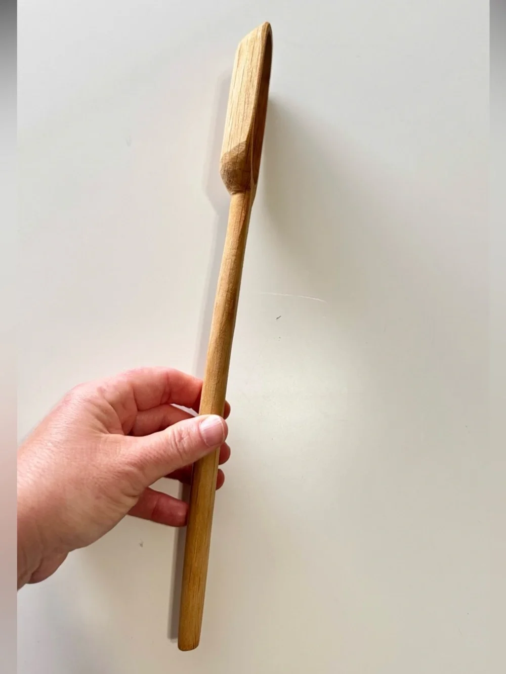 VINTAGE Solid Wood Old Handmade Heavy Wooden Long-Handled Spoon